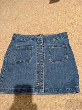 Kids Blue Denim Button-Front Skirt